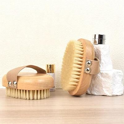 Inspire Select Natural Boar Bristle Body Brush Wet & Dry Skin Exfoliating Massage Brush For Lymphatic Drainage & Cellulite Care s