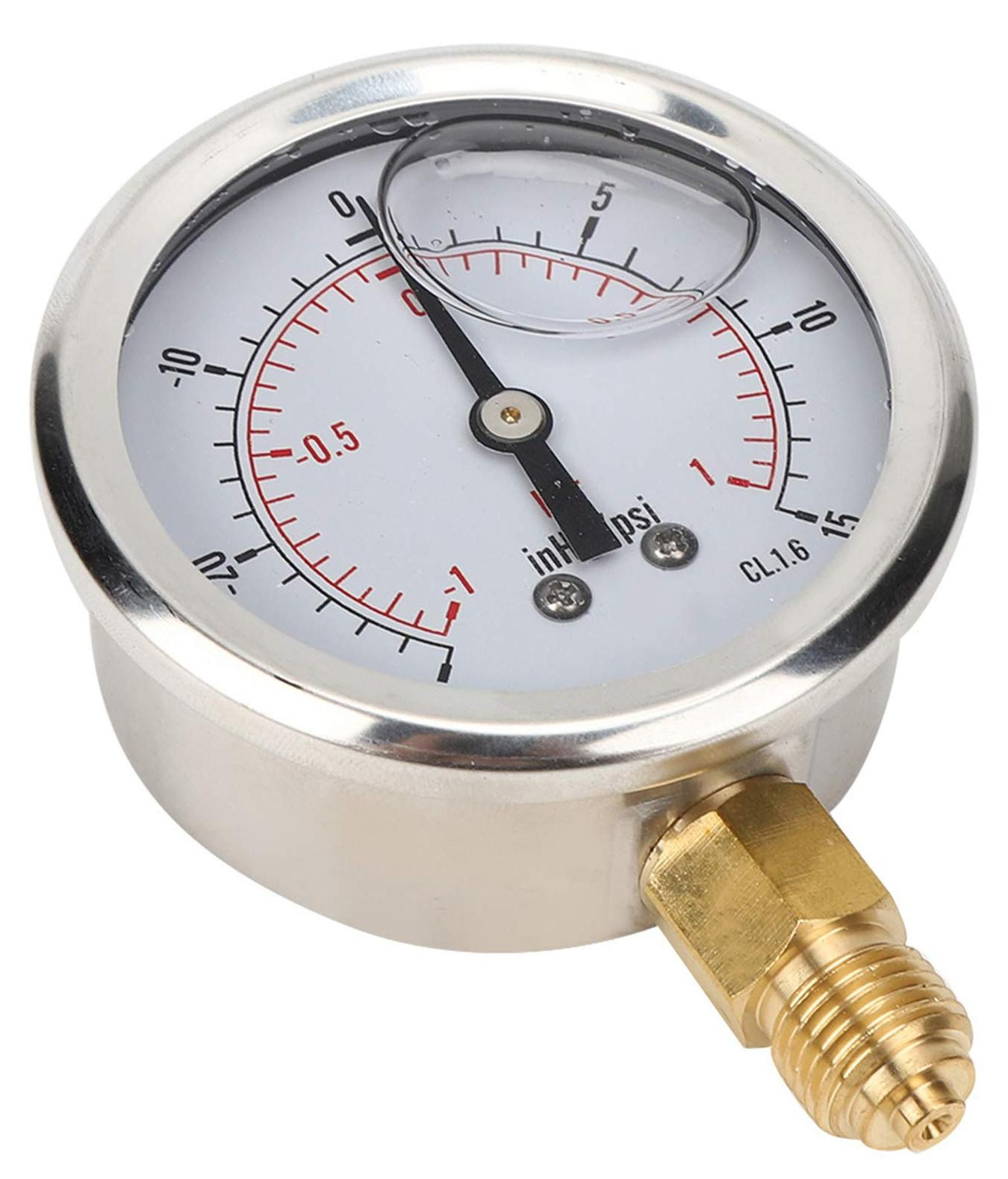 Dripio Axiale oliegevulde vacuümmanometer type Y60, 1/4 BSP, roestvrij staal