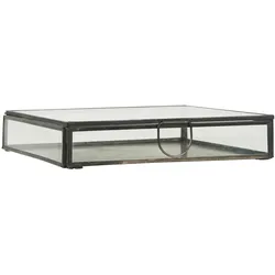 IB Laursen Längliche Glasbox mit Deckel Solitaire, 18 x 18 x 4,5 cm, schwarz