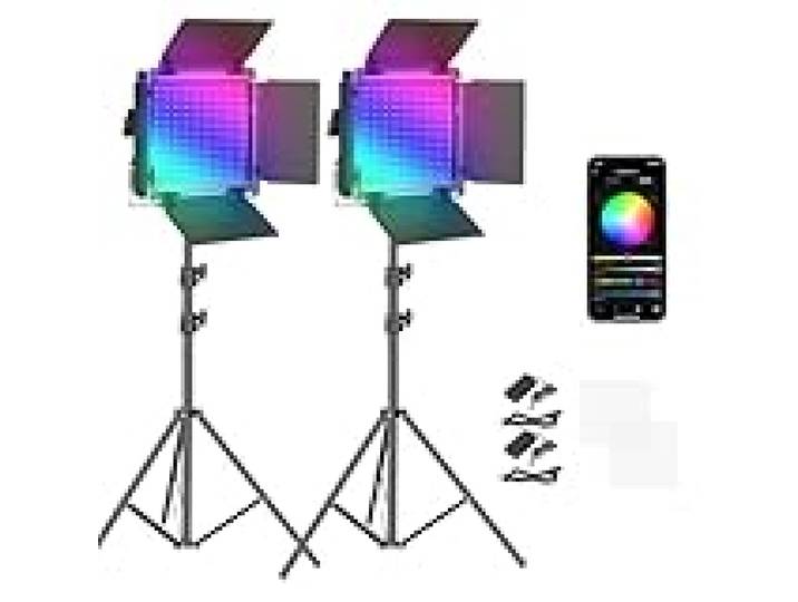 NEEWER Panneau LED 660, Pack de 2 Lampes réglables Depuis l'APP, Kit d'Eclairage Vidéo pour la Photographie,50W Dimmable Bi-Colore 3200K-5600K IRC97+