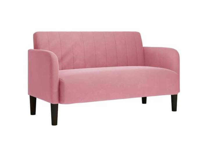 IBUQDDV Zweisitzer-Sofa Rosa 109 cm Samt Samtstoff, Sperrholz-Armlehnen, Schaumstoff und Feder, stützende Beine, Sperrholzrahmen