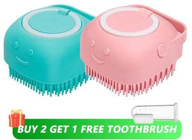 Inspire Curations Silicone Dog Bathing Brush With Shampoo Dispenser Soft Pet Massage Grooming Tool kit 1 Recommend