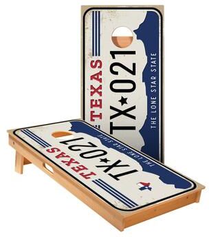 Skip's Garage Texas License Plate Cornhole Boards