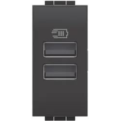 Legrand L4191AA LivingLight USB-Ladesteckdose 1-modulig mit 2x USB-A in der Farbe anthrazit