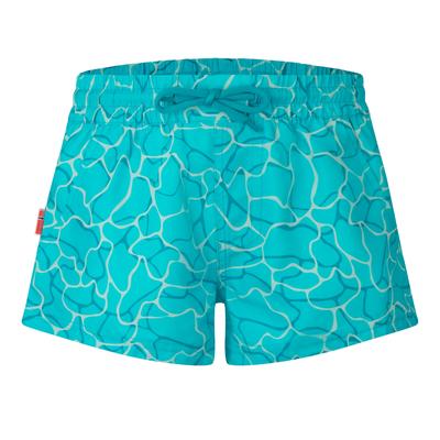 Badeshorts TROLLKIDS "GIRLS HAUKLAND SHORTS", Mädchen, Gr. 110, N-Gr, lagoon blau, schwarz turquoise, Obermaterial: 100% Polyester, Badehosen Badeshorts, mit Lichtschutzfaktor 50+, schnelltrocknendes Material