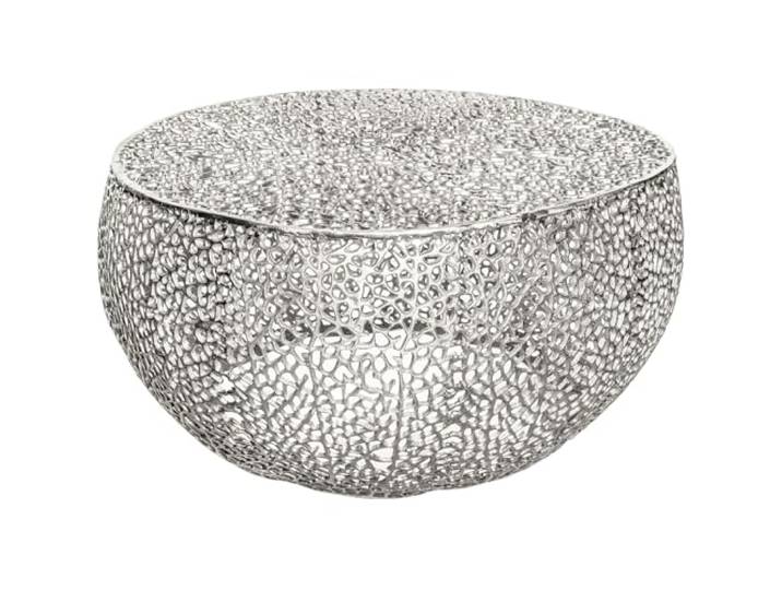 Couchtisch LEAF 80cm - silber - Metall - handgefertigt montiert hochwertig, stabile Konstruktion, natürliche Optik, sicherer Stand, für Wohnzimmer, höhenverstellbare Füße