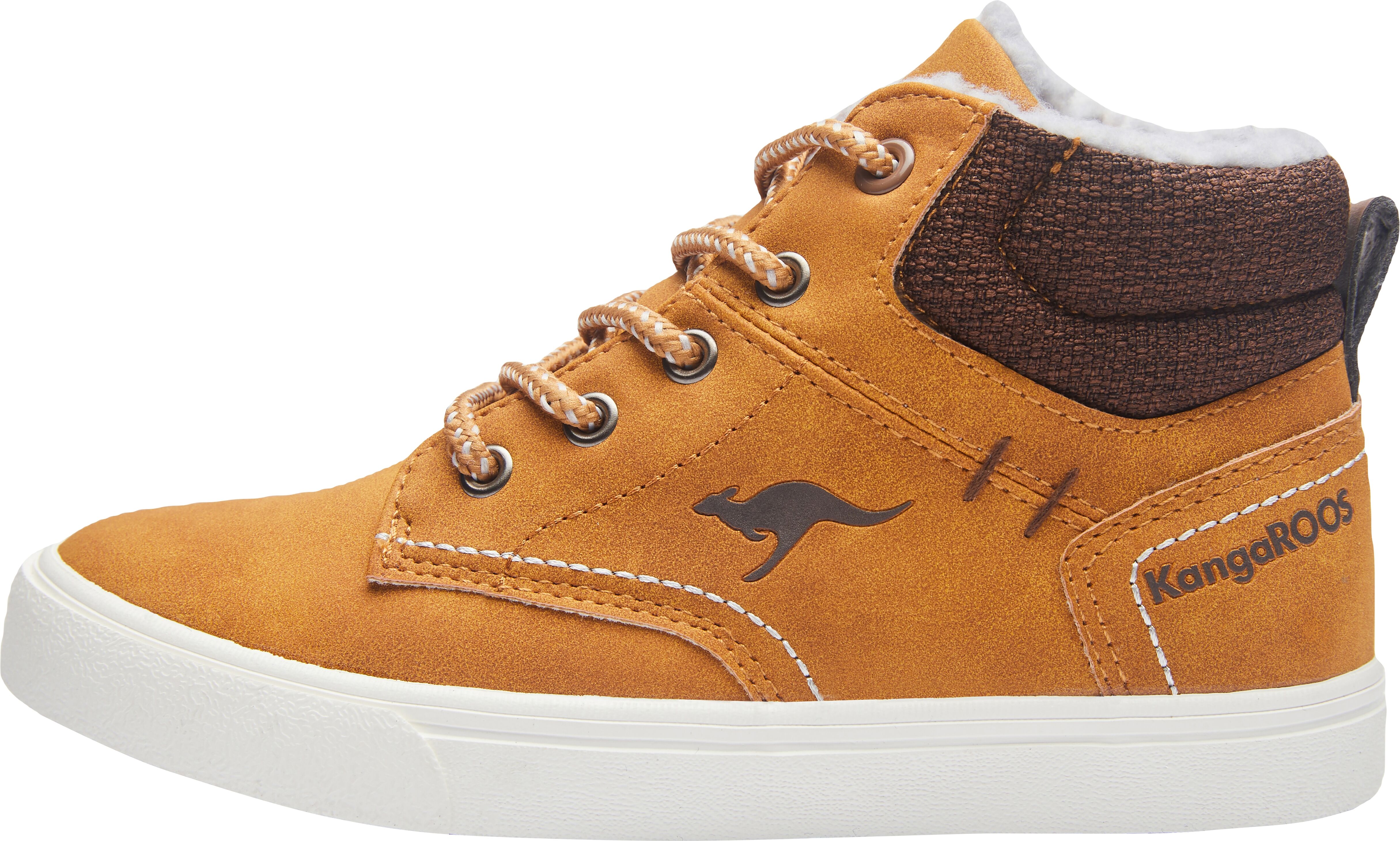 Sneaker KANGAROOS "Kavu X", Jungen, Gr. 28, braun (tan, coffee), Synthetik, Textil, Schuhe Sneaker tan, coffee 28