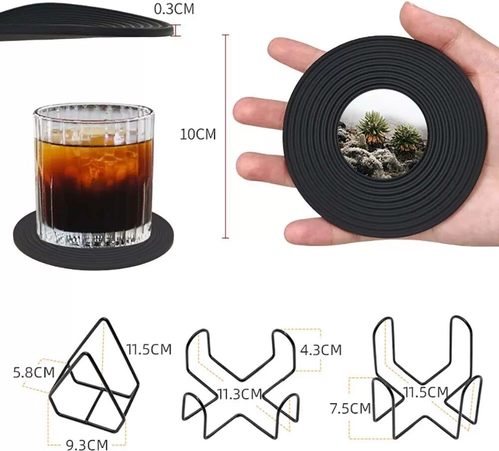 INF Vinyl Schallplatte Silikon Untersetzer - 6er Set, Rutschfest & Hitzebeständig