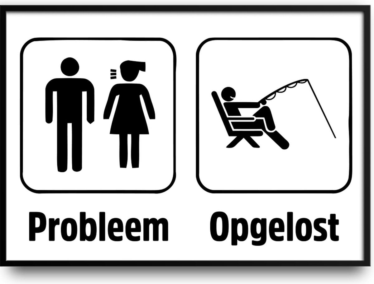 Grappige Poster Probleem Opgelost Fotolijst met Glas, 40 x 50 cm