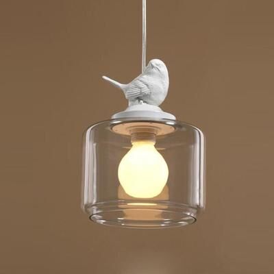 Inspired Deals Nordic Glass Birdcage Pendant Light Modern Hanging Lamp For Kitchen Dining Bedroom wram White