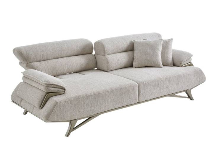 Xlmoebel 3-Sitzer Sofa 3-Sitzer Moderner Stil Hellgrau Luxuriöse Polstergarn, 1 Teile, Verstellbare Armlehnen, Verstellbare Kopfstütze