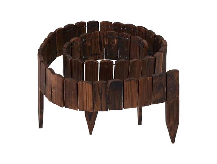 Relaxdays houten borderrand, 200 cm lang, zichtbare hoogte: 10 cm, flexibele gazonrand, borderafscheiding, donkerbruin