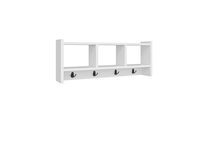 Etagère murale 3 niches et patères effet bois blanc