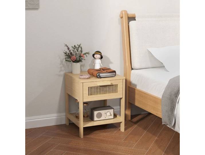 Table de chevet design rotin naturel 40x40x48.4 cm homcom