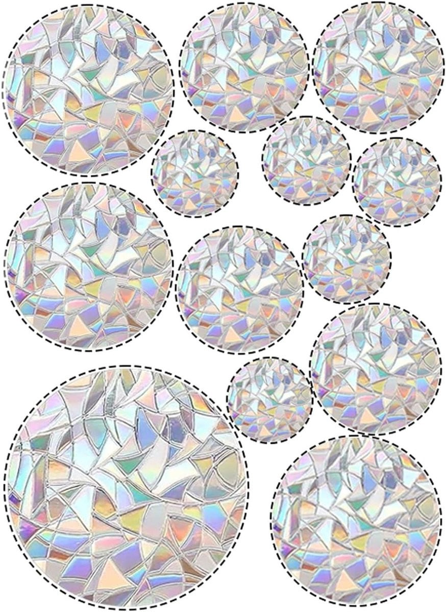 39 stuks Raamstickers voor vogelbescherming met prisma regenboog effect