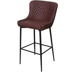 Barhocker MCW-H79, Barstuhl Tresenhocker, Vintage Metall Fußablage ~ Stoff/Textil braun