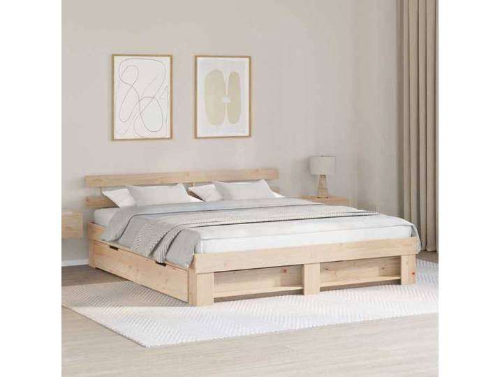 Cadre de lit avec tiroir Marron 200 x 200 cm Pin massif 3382262