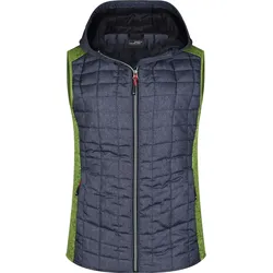 James & Nicholson Damen Hybrid Strickfleece Gilet Bodywarmer JN767 kiwi melange/anthracite melange XL