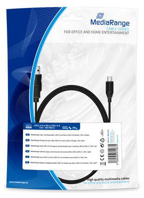 MediaRange MRCS184 USB 2.0 naar Micro USB 2.0 B datakabel, 1,8m