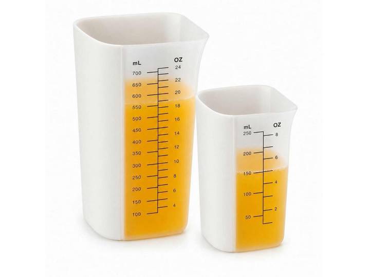 Messbecher Set 2er Silikon mit PP Griff, Weiß, Kunststoff, Backen & Backzubehör, Messbecher