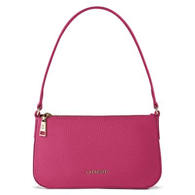 Schultertasche LAZAROTTI "Bologna Leather Pochette Schultertasche Leder 22 cm", Damen, Gr. B/H/T: 4cm x 12cm, pink, Leder, Taschen Schultertasche