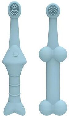 Everyday Crate Dual Head Silicone Pet Toothbrush Set For Dogs & Cats Gentle Pet Dental Care blue