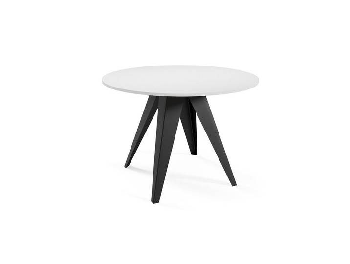Feldmann-Wohnen Esstisch Gerda Icy Weiß / Schwarz 90/128 / 90 / 76cm, Metall, Rund,Rund, Stativgestell, 90x76x90 cm, Esszimmer, Esstische