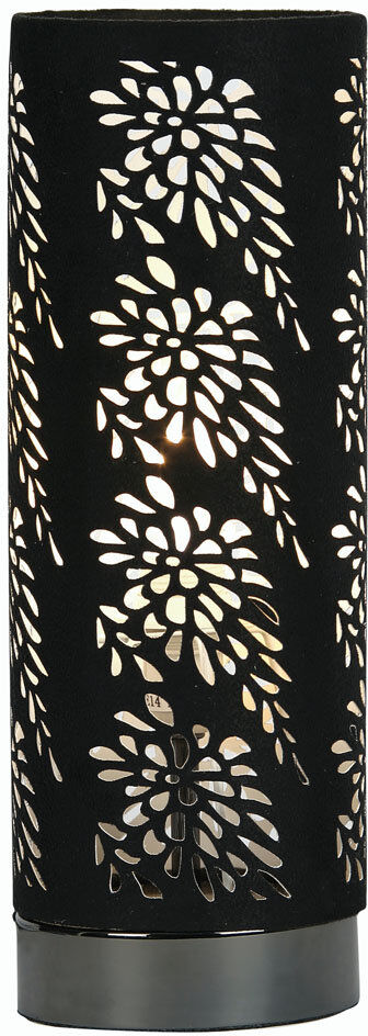 Latitude Vive Auderghem Metal Novelty Lamp Mirrored Black Base/Black Shade 31.5cm H X 11cm W X 11cm D