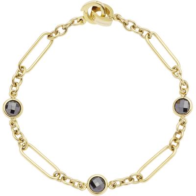 Armband LEONARDO "Delica Clip&Mix", schwarz (gelbgoldfarben, schwarz, schwarz), Armbänder, Damen, 19cm, Edelstahl, Armband, mit Kristallglas