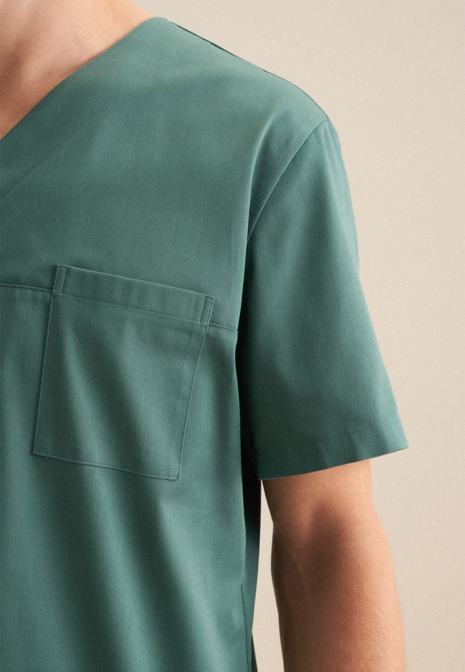 Funktionshemd SEIDENSTICKER, Herren, Gr. 3XL (48(, normale Ärmellängen, grün, 60% Baumwolle, 40% Polyester, unifarben, regular fit, V-Ausschnitt, gerader Abschluss, Hemden Funktionshemd, Kasack Uni