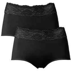 Trofe Lace Trimmed Maxi Briefs 2P Schwarz Baumwolle 3XL Damen