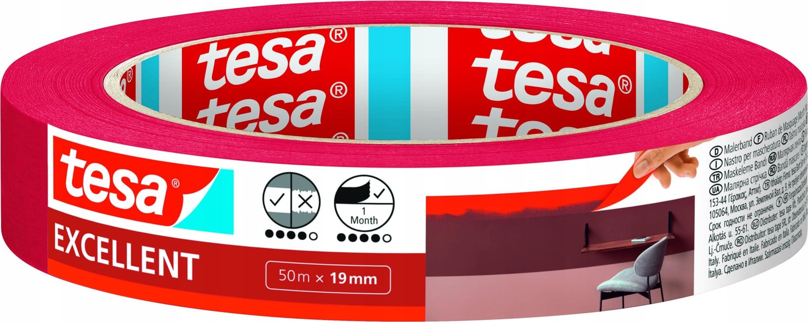 tesa EXCELLENT Verfmaskeertape, 19 mm x 50 m