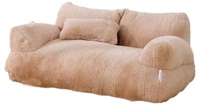 Pet Hub Luxury Cat Bed Sofa, Winter Warm Plush, Nest For Small And Medium Dogs And Cats Comfortable Pet Supplies kaki small