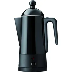 C3 Design Perkolator aus gebürstetem Edelstahl für  4 - 12 Tassen Kaffee - schwarz