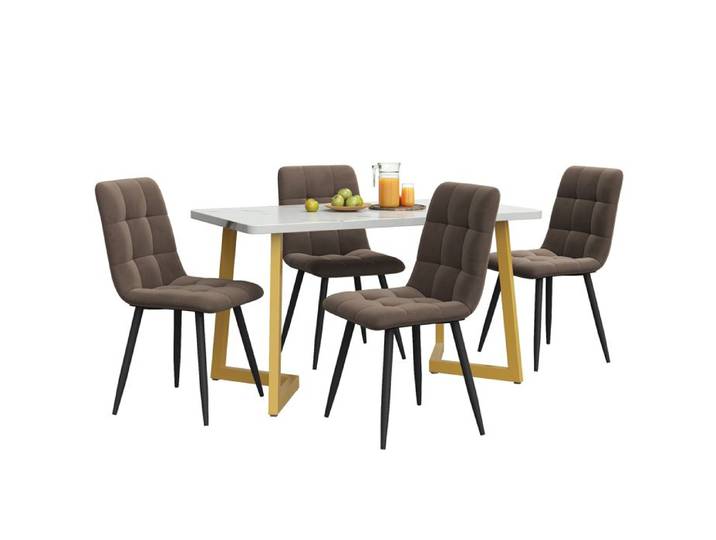Ensemble de salle à manger (Set 117×68cm table de salle à manger avec 4 chaises) Table de salle à manger rectangulaire Ensemble de