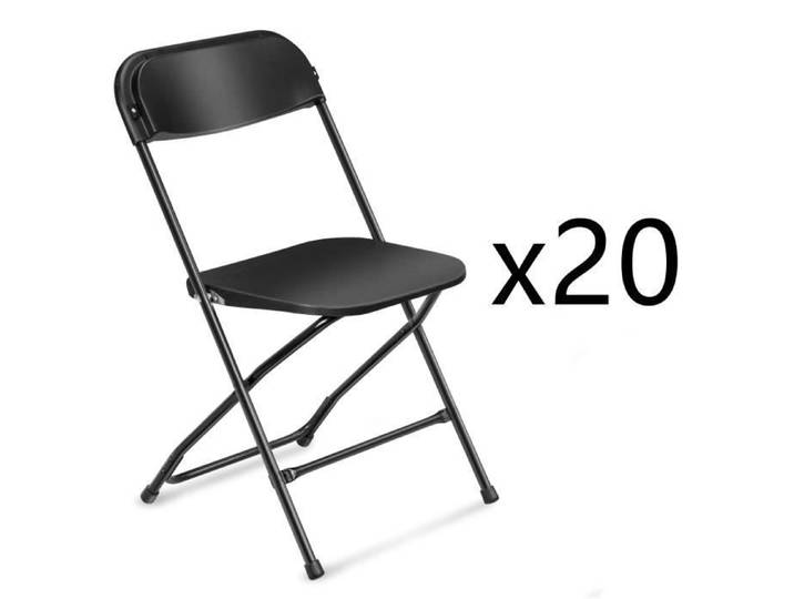 20 pièces chaise en plastique noir jardin conférence fête mariage pliable