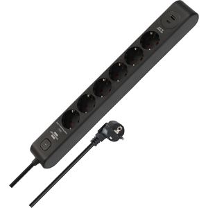 Brennenstuhl Steckdosenleiste 1150790602, 2m, 6-fach, 1x USB-A, 1x USB-C, Überspannungsschutz