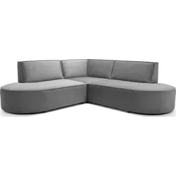 ECKSOFA Nora L-Form 3-Sitzer Universell, Samt, Grau 223/73/223 cm
