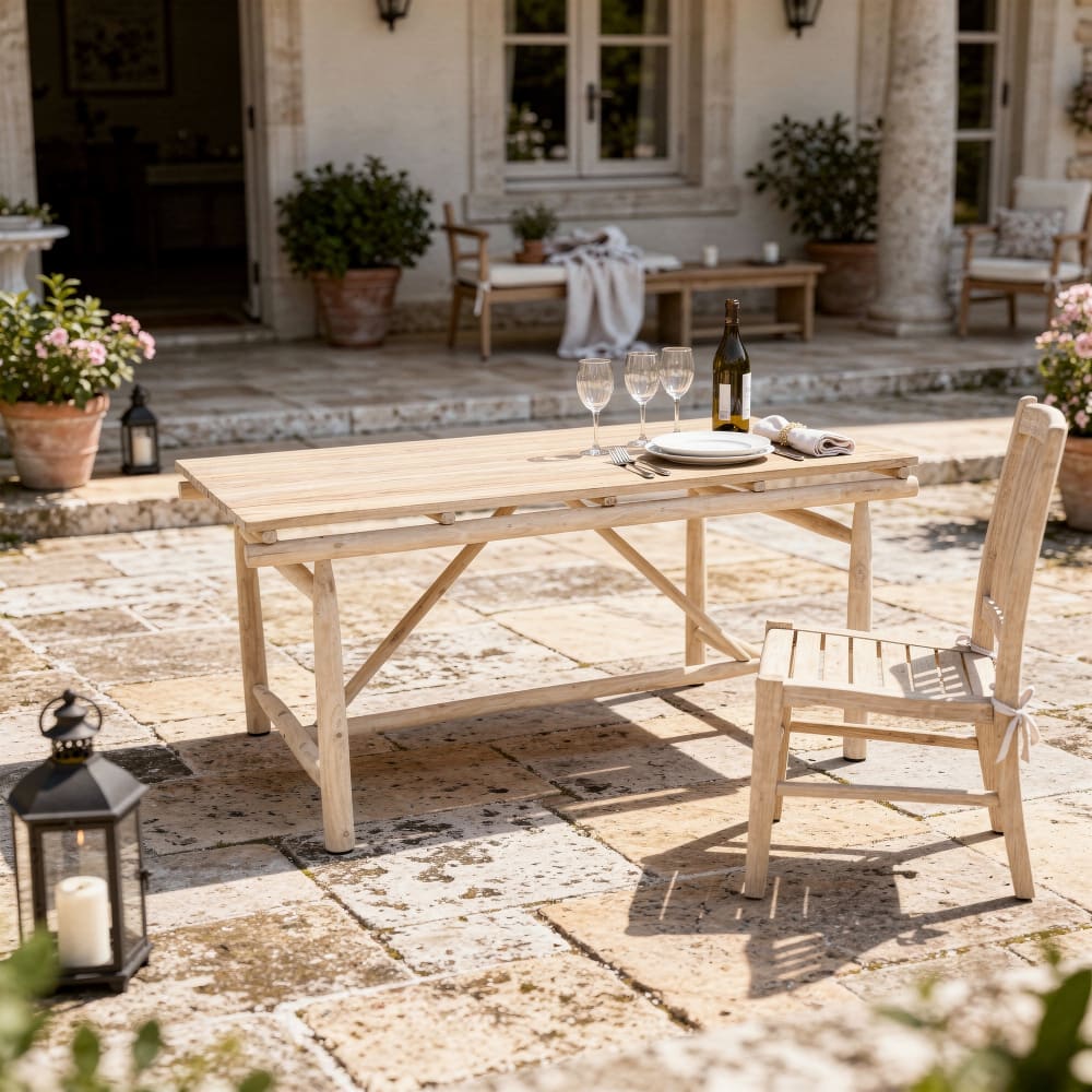 Decoclico Table à manger rectangulaire en teck Marron 160x75x90cm