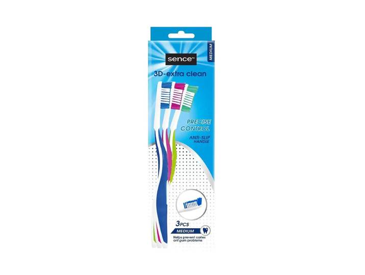 Sence Tandenborstel Medium 3D-Extra Clean 3 stuks