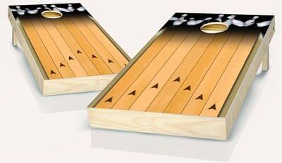 Skip's Garage Bowling Lane Cornhole Board Outdoor Game Set