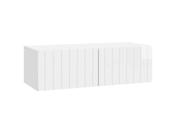 Roanoer TV Lowboard Wandboard Hochglanz Weiß 98x41x30 cm Platzsparendes Wand-Schrankelement für Wohnzimmer und Jugendzimmer. Bietet geschlossenen Stauraum für Mediengeräte.
