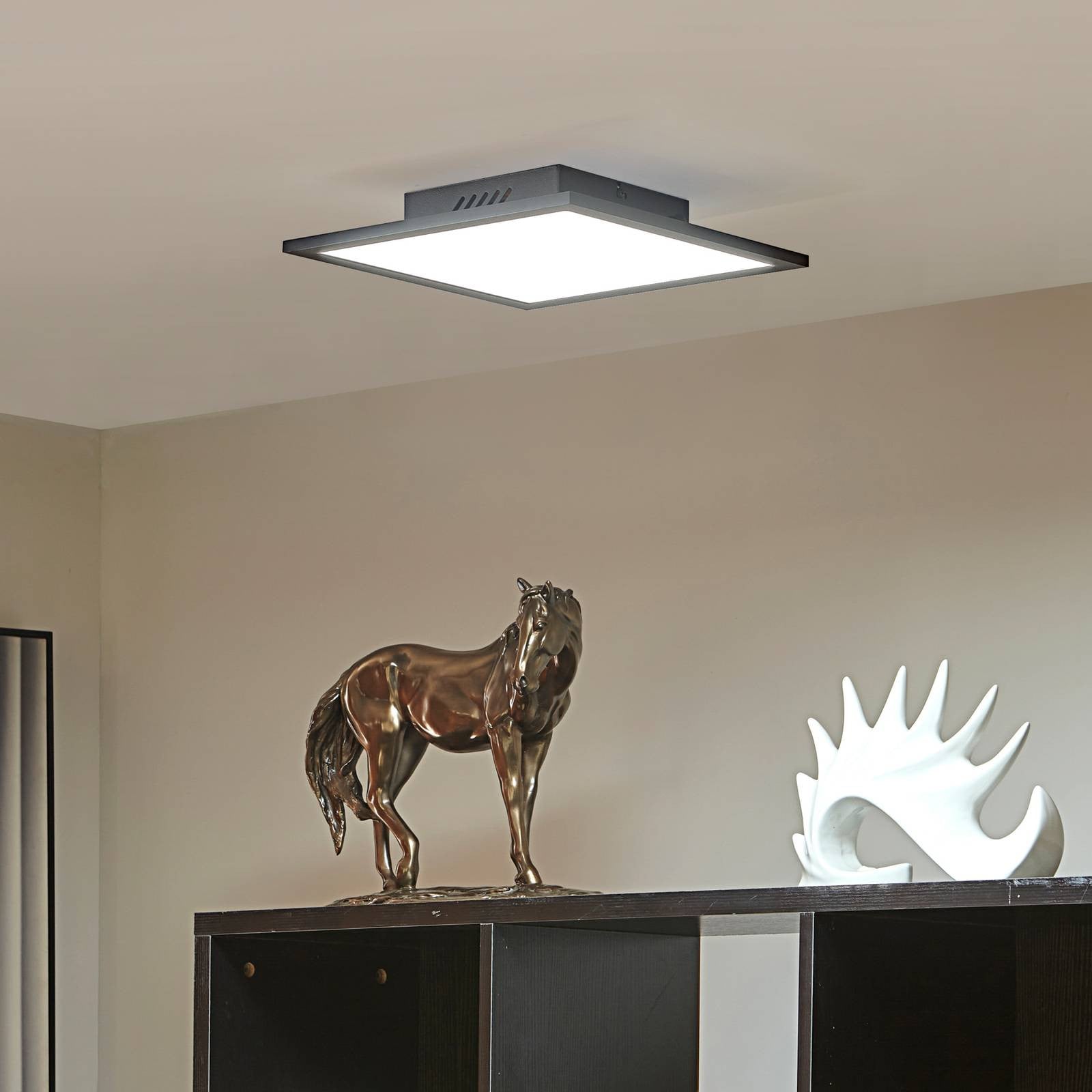 Lindby Lamin Modern LED Plafondlamp, Dimbaar, Zwart