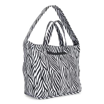 Shopper FRENCH CONNECTION "Sommertasche, Badetasche, Schultertasche, Einkaufstasche, Tragetasche", Damen, Gr. B/H/T: 39cm x 34cm x 16cm, schwarz, weiß, Stoff, Textil, gemustert, Taschen Shopper, Strandtasche, Handtasche im Animal-Look mit zwei...