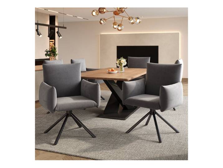IDEASY Esszimmerstuhl 6er Esszimmerstühle Set mit Drehfunktion, 360° Drehstühle, Gepolsterte Sessel, Samtstoff, Metallbeinen, für Stabilität