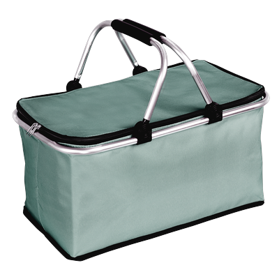 Einkaufskorb KESPER "Volumen ca. 20 Liter, faltbarer Thermokorb", grün (salbeigrün), B:48cm H:25cm T:28,5cm, Aluminium, Polyester, Einkaufskörbe, faltbar