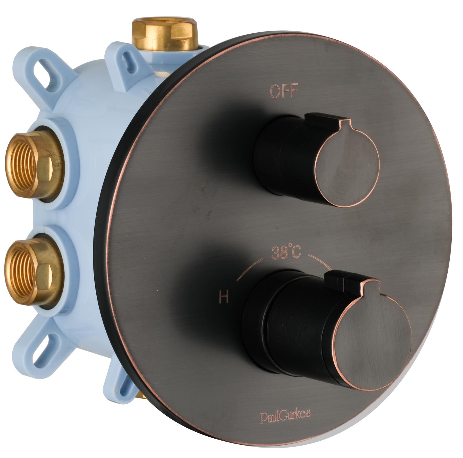 PaulGurkes Thermostat Unterputz Retro Antik Schwarz 1-3 Verbraucher