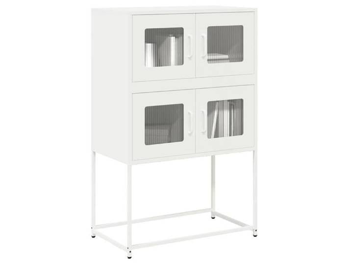 Blanc Buffet haut blanc 68x39x107 cm acier - Meuble Rangement LV37247