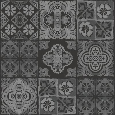 RoomMates Black & Grey Marrakesh Tile Peel and Stick Wallpaper