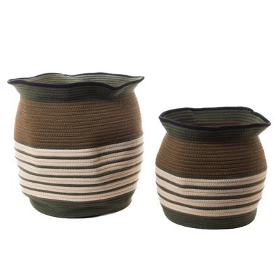 Set aus 2 Körben Reisende Seele - Mehrfarbig Rund Stoff Amadeus 45x45 cm
